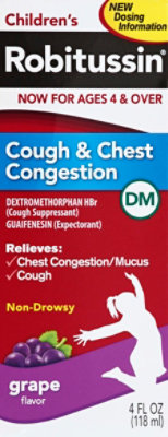 Robitussin DM Cough Chest Congestion Childrens Grape Flavor 4 Oz acmemarkets