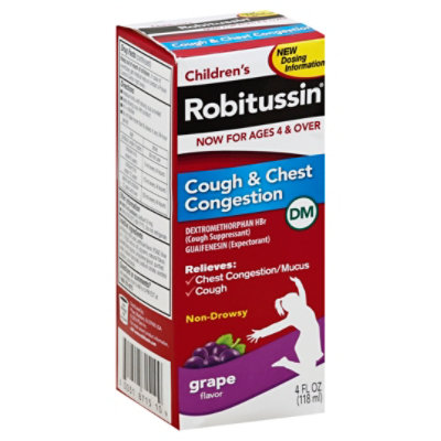 Robitussin DM Cough & Chest Congestion Childrens Grape Flavor - 4 Oz - Image 1