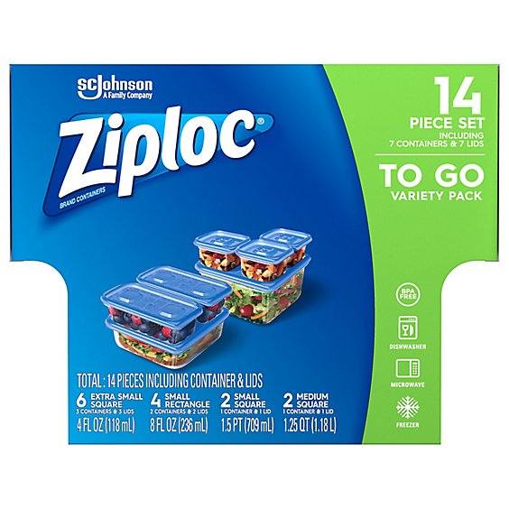 Ziploc Container & Lids To Go Variety Pack - 14 Count
