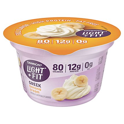 Dannon Light + Fit Non Fat Gluten Free Banana Cream Greek Yogurt - 5 Oz - Image 1