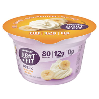 Dannon Light + Fit Yogurt Greek Nonfat Gluten Free Banana Cream - 5.3 Oz