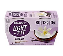 Dannon Light + Fit Toasted Coconut Vanilla Non Fat Gluten Free Greek Yogurt - 4-5.3 Oz