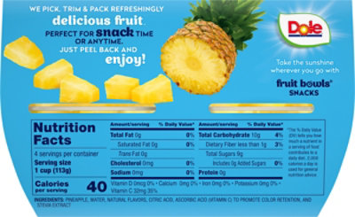 Dole Pineapple Tidbits No Sugar Added Cups - 4-4 Oz - Image 5