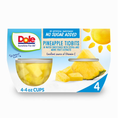 Dole Pineapple Tidbits No Sugar Added Cups - 4-4 Oz - Image 3