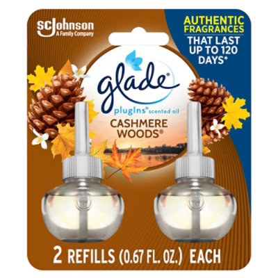 Glade Plugins Cashmere Woods Scented Oil Air Freshener Refill 2 Count - 1.34 Oz - Image 1