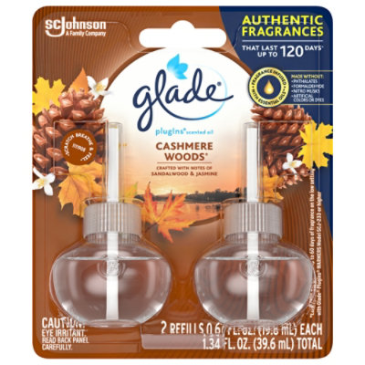 Glade Plugins Cashmere Woods Scented Oil Air Freshener Refill 2 Count - 1.34 Oz - Image 2