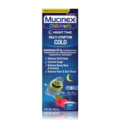 Mucinex Children Nighttime Cold Multi Symptom Liquid Very Berry Flavor  - 4 Fl. Oz. - Image 2