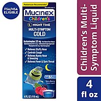 Mucinex Children Nighttime Cold Multi Symptom Liquid Very Berry Flavor  - 4 Fl. Oz. - Image 1