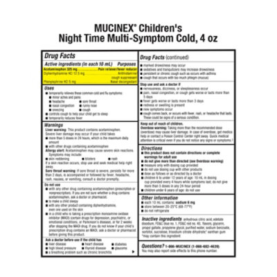 Mucinex Children Nighttime Cold Multi Symptom Liquid Very Berry Flavor  - 4 Fl. Oz. - Image 3