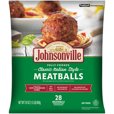 Johnsonville Meatballs Classic Italian Style Cooked 28 Meatballs - 24 Oz