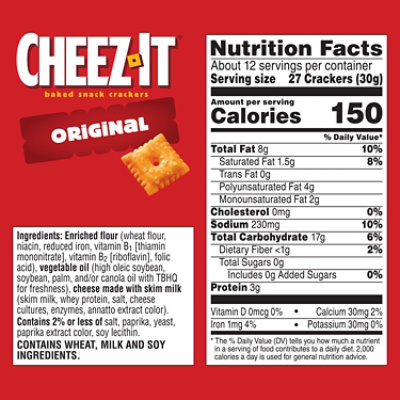 Cheez-It Cheese Crackers Baked Snack Original - 12.4 Oz - Image 3