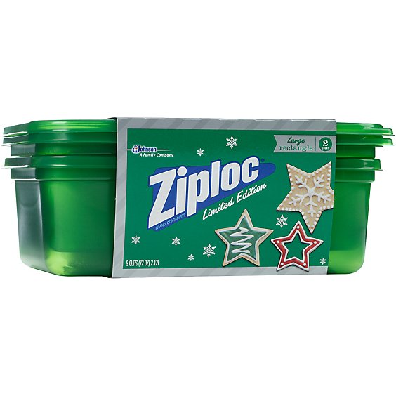 Ziploc Containers & Lids Rectangle Large Green Holiday - 2 Count