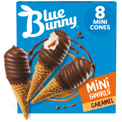 Blue Bunny Mini Swirls Caramel Cones Frozen Dessert for Summer Pack - 8 Count - Image 1