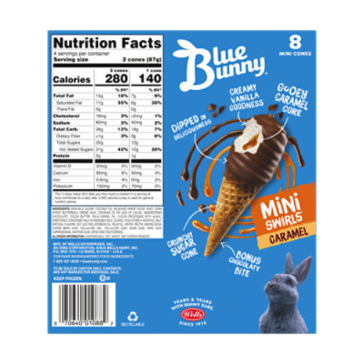 Blue Bunny Mini Swirls Caramel Cones Frozen Dessert for Summer Pack - 8 Count - Image 3