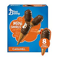 Blue Bunny Mini Swirls Caramel Cones- Frozen Dessert for Winter-  8 Count - Image 1