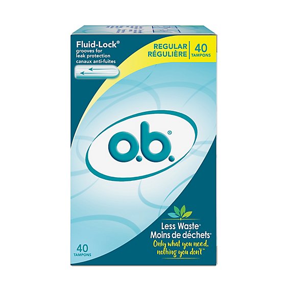 o.b. Original Tampons Digital Applicator Free Regular Absorbency - 40 Count