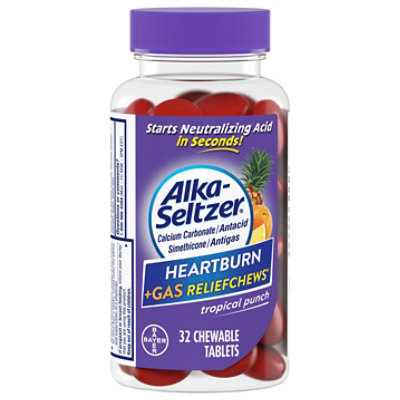  Alka-Seltzer Heartburn & Gas Relief Chewable Tablets Tropical Punch - 32 Count 