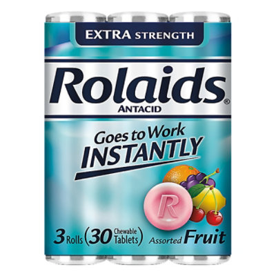 Rolaids Antacid Extra Strength Chewable Tablets Assorted Fruit - 30 Count - Image 3