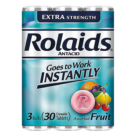 Rolaids Antacid Extra Strength Chewable Tablets Assorted Fruit - 30 Count