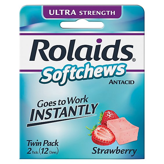 Rolaids Ultra Strength Softchews Strawberry - 12 Count
