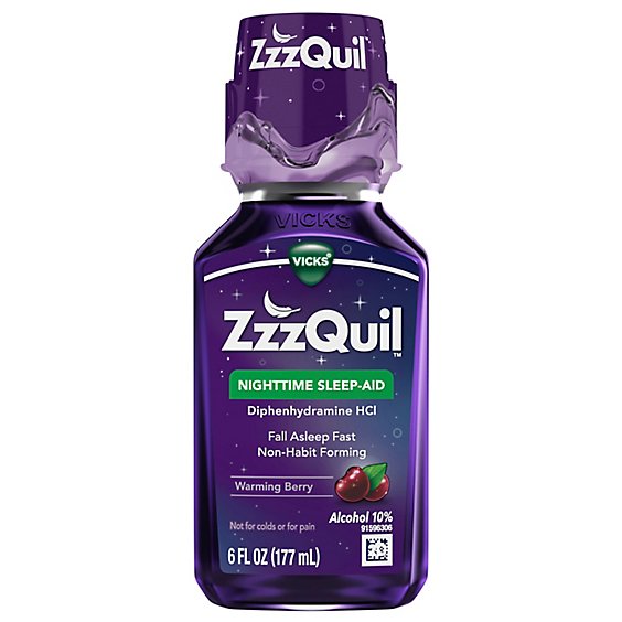 Vicks ZzzQuil Nighttime Warming Berry Liquid Sleep Aid - 6 Fl. Oz.