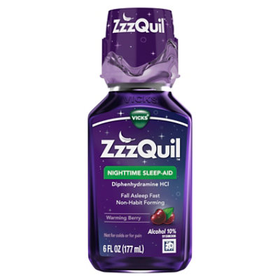 Vicks ZzzQuil Nighttime Warming Berry Liquid Sleep Aid - 6 Fl. Oz.