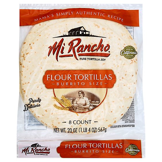 Mi Rancho Mamas Tortilla Flour Burrito Size Bag 8 Count - 20 Oz