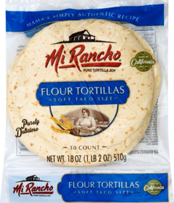 Mi Rancho Mamas Tortilla Flour Soft Taco Size Bag 10 Count - 18 Oz - Image 2