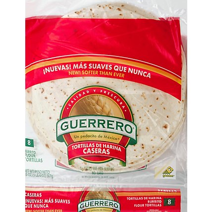 Guerrero Tortillas Flour Burrito De Harina Caseras Bag 8 Count - 20 Oz - Image 2