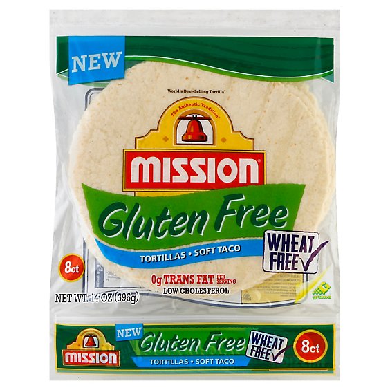 Mission Tortillas Gluten Free Soft Taco Wheat Free Bag 8 Count - 14 Oz
