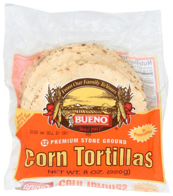 Bueno Tortillas Corn Premium Stone Ground Bag 12 Count - 8 Oz - Image 1
