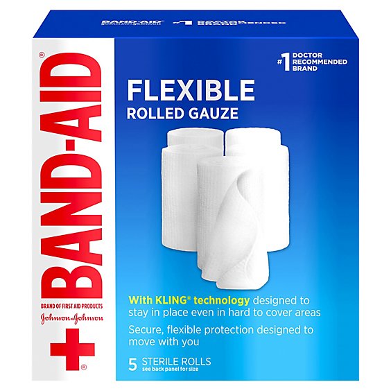 BAND-AID Gauze Rolled Medium Value Pack - 5 Count