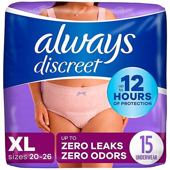 Always Discreet Incontinence Underwear for Women Maximum Absorbency XL - 15 Count