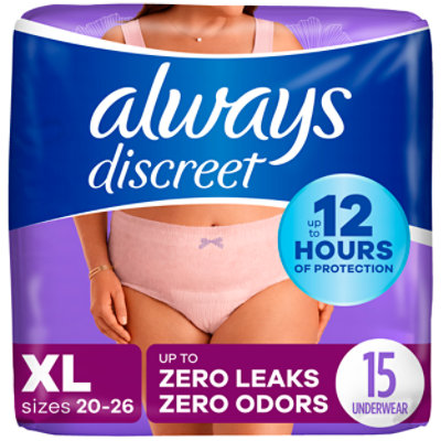 Always Discreet Incontinence Underwear Postpartum For Women Maximum Absorbency XL - 15 Count