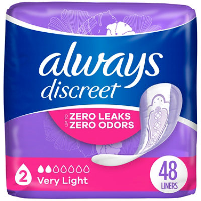 Always Discreet Very Light Absorbency Incontinence Liners - 48 Count - Image 1