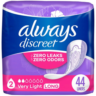 Always Discreet Postpartum Very Light Absorbency Long Length Incontinence Liners - 44 Count