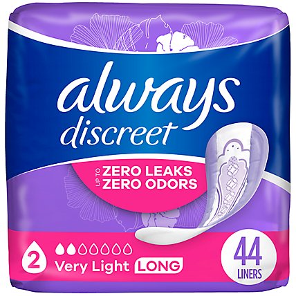 Always Discreet Postpartum Very Light Absorbency Long Length Incontinence Liners - 44 Count - Image 1