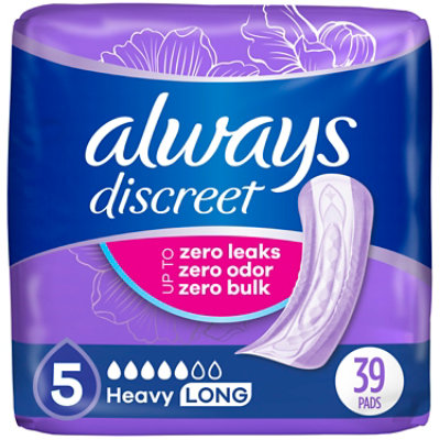 Always Discreet Heavy Long Incontinence Pads - 39 Count