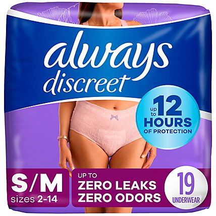 Always Discreet Incontinence Underwear for Women Maximum Absorbency S/M - 7 Count - Image 2