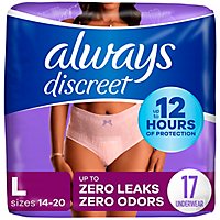 Always Discreet Incontinence Underwear for Women Maximum Absorbency Large - 17 Count - Image 1