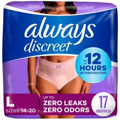 Always Discreet Maximum Large Postpartum Incontinence Underwear For Women - 17 Count