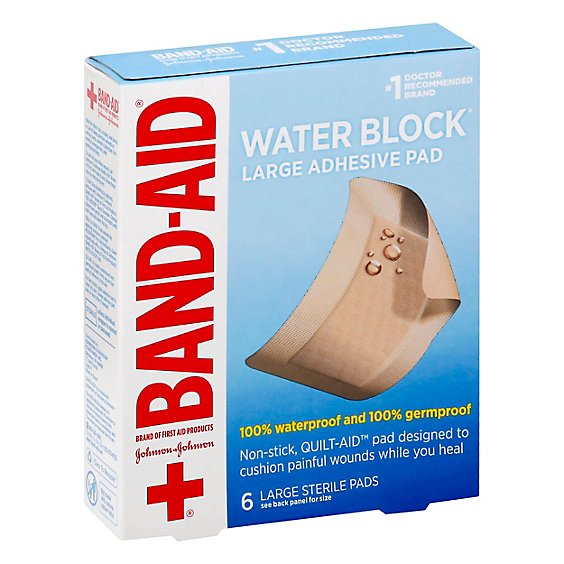 BAND-AID Pads Waterproof Large - 6 Count