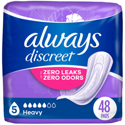 Always Discreet Pads Heavy Absorbency Regular Length - 48 Count