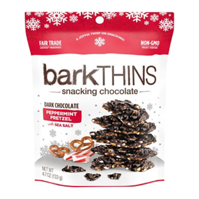 BarkThins Snacking Chocolate Dark Chocolate Peppermint Pretzel - 4.7 Oz