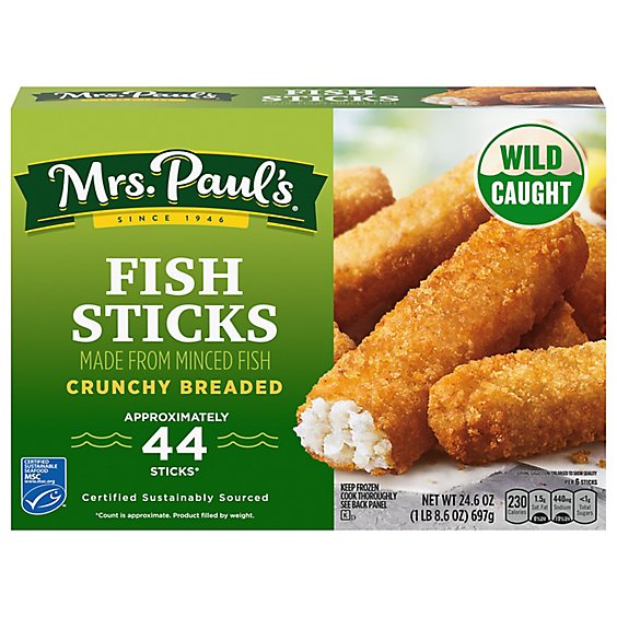 Mrs Pauls Fish Sticks Breaded - 24.6 Oz