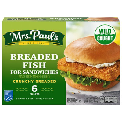 Mrs Pauls Fish Fillet Sandwich Breaded Frozen - 18 Oz - Image 1