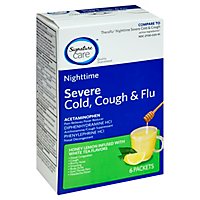 Signature Care Severe Cold Cough & Flu Relief Nighttime Honey Lemon Infused White Tea - 6 Count - Image 1