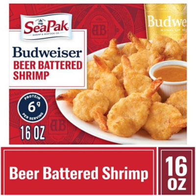 SeaPak Shrimp & Seafood Co. Shrimp Budweiser Beer Battered Oven Crunchy - 16 Oz - Image 1