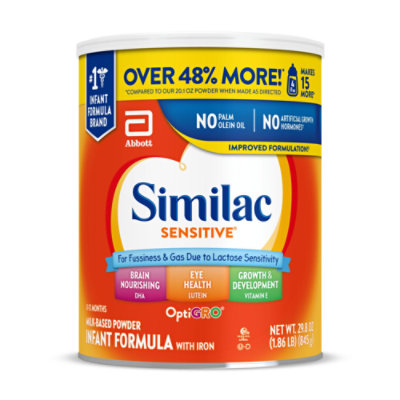 Similac Sensitive Infant Formula For Fussiness and Gas With Iron Powder - 29.8 Oz