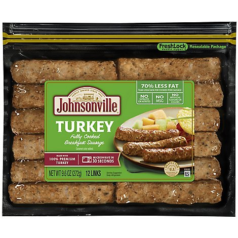 Johnsonville Breakfast Sausage Links Turkey Fully Cooked 12 Links - 9.6 Oz